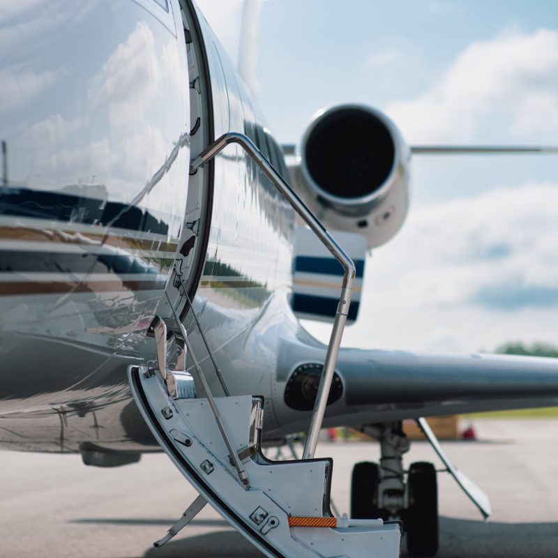 Lowered Boarding Stairs on a Small Private Jet