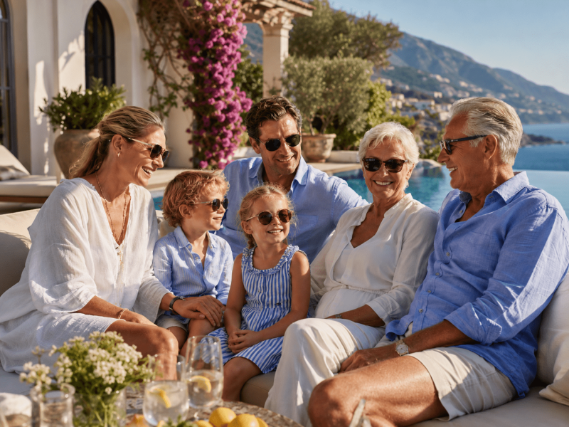 Family enjoying the sun